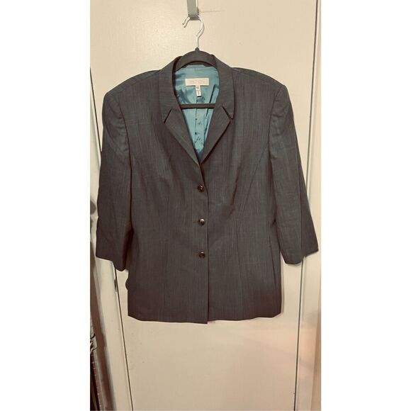 Escada Gray 3/4 Sleeve Career Blazer Jacket SZ 42 SZ 12 - Picture 1 of 11